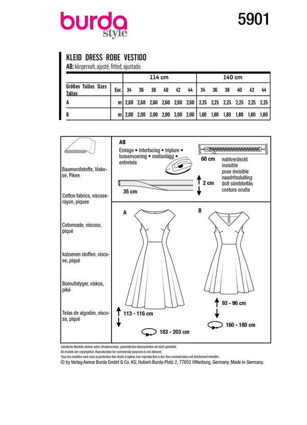 BURDA Schnittmuster Kleid #5901
