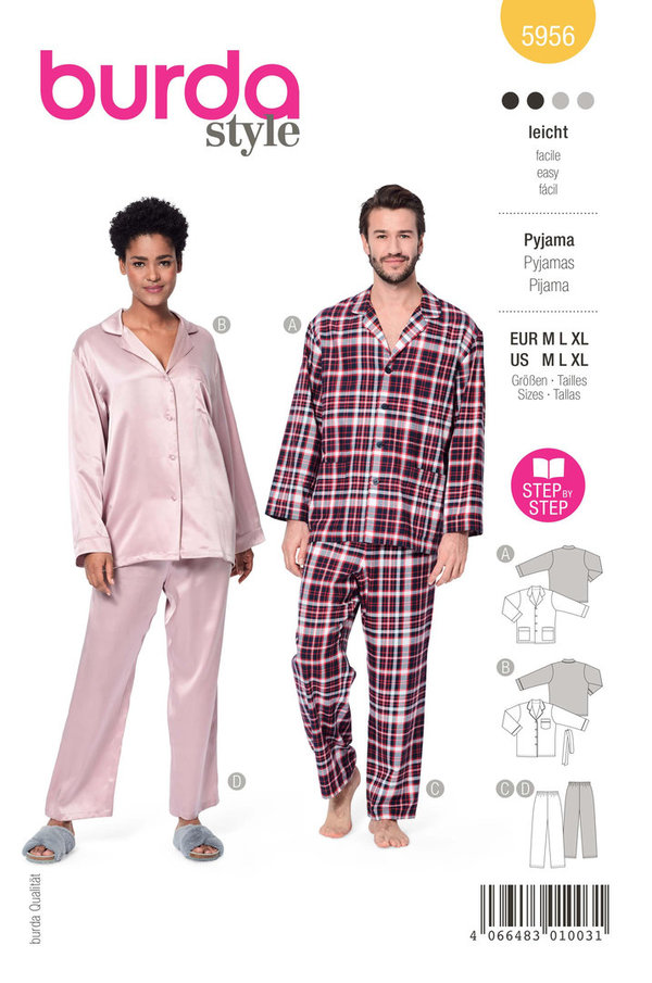 BURDA Schnittmuster Pyjama für Mann und Frau #5956