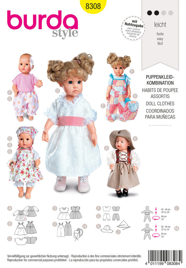 BURDA Schnittmuster Puppenkleid #8308