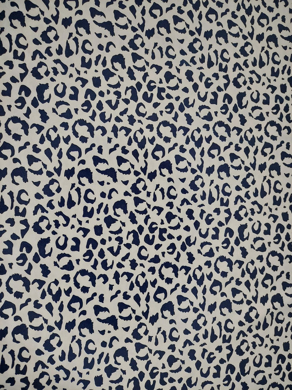 Baumwoll-Jersey mit blauem Muster auf weiß