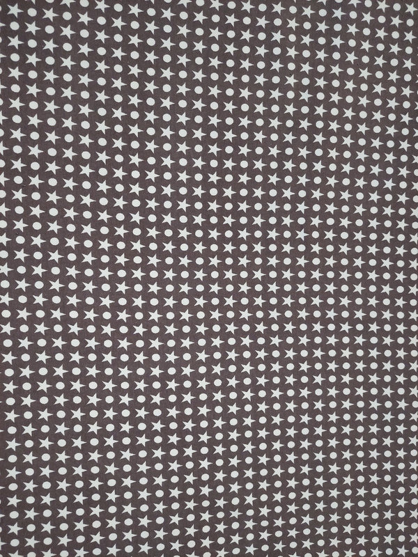 Baumwoll-Jersey mit weißen Sternchen und Punkten auf braun