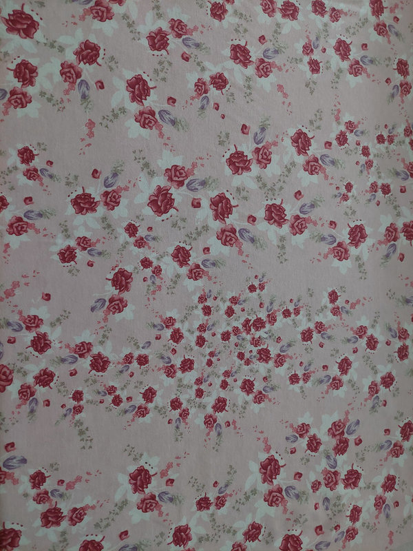 Baumwoll-Jersey mit pinken Rosen auf rosa Hintergrund