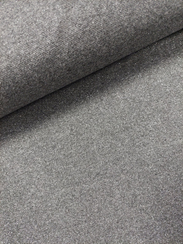 Jersey-Bündchen glatt Grau mit Glitzer