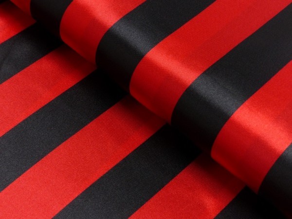 Polyester-Satin Breite Rote und Schwarze Streifen